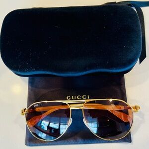 Gucci Gold Aviator Sunglasses